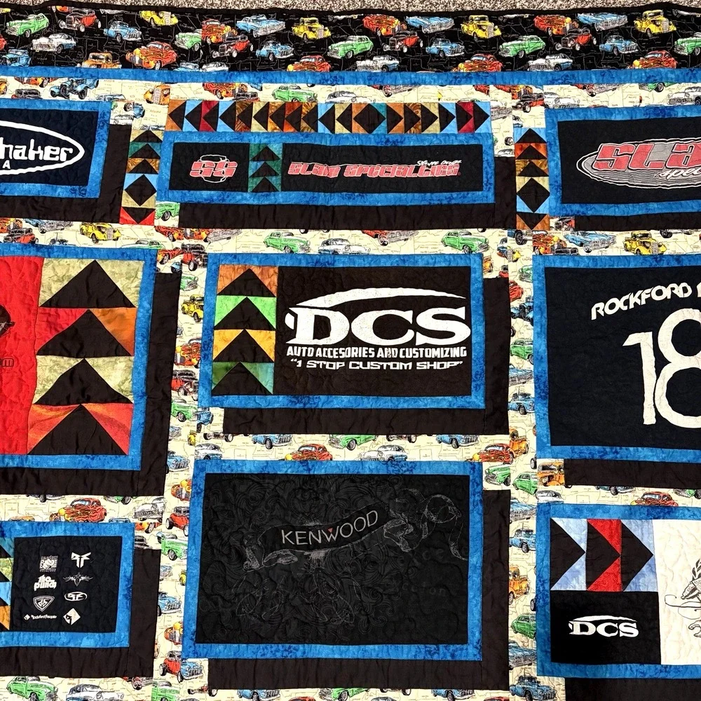 Vintage Car Audio T-Shirt Quilt Handmade Kenwood Rockford Fosgate 65x80 Throw